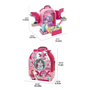 کوله پشتی ست نگهداری گربه خانگی رنگ صورتی _اسباب بازی مشاغل